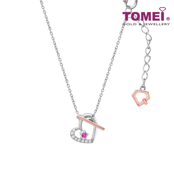 TOMEI Love Joins Us Together Ruby Necklace, White Gold 585 For Cheap