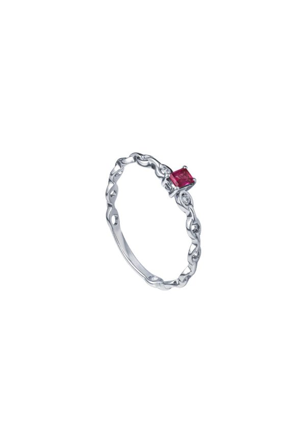 TOMEI Ruby Diamond Ring, White Gold 750 Hot on Sale