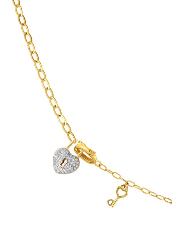 TOMEI Diamond Cut Collection Love Lock Necklace, Yellow Gold 916 For Discount