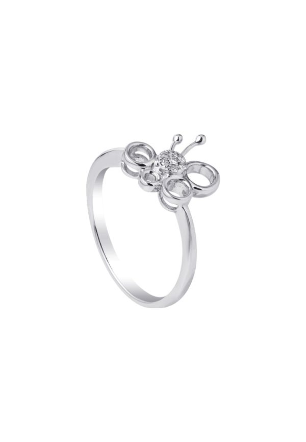 TOMEI Minimalist Butterfly Diamond Ring, White Gold 375 Sale