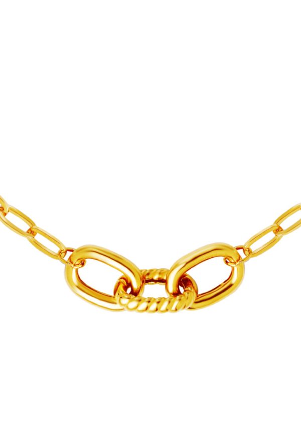 TOMEI Sculpted Trio Link Necklace, Yellow Gold 916 Online Sale