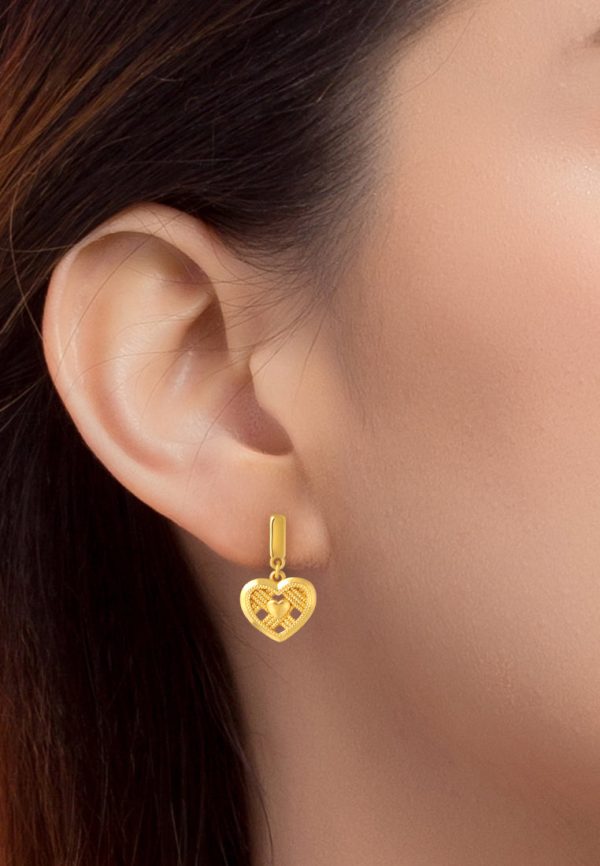 TOMEI X XIFU  Wofen-Hearted Earrings, Yellow Gold 999 Online