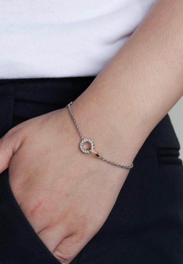 TOMEI Minimalist Diamond Bracelet, White+Rose Gold 585 For Discount