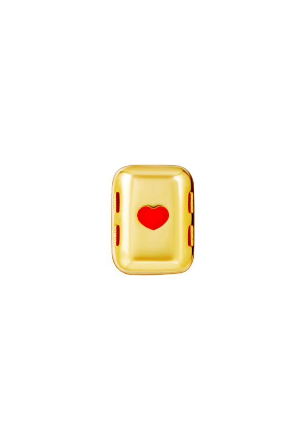 TOMEI Lusso Italia Red Heart In Cube Pendant, Yellow Gold 916 Fashion