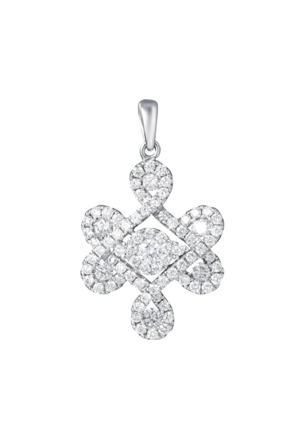 TOMEI Ruyi Knot Diamond Pendant, White Gold 750 Supply