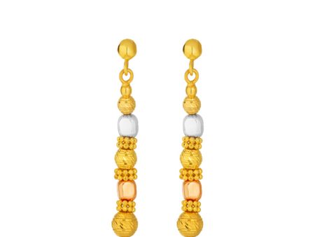 TOMEI Triple Tone Lusso Italia Dangling Beads Earrings, Yellow Gold 916 Discount