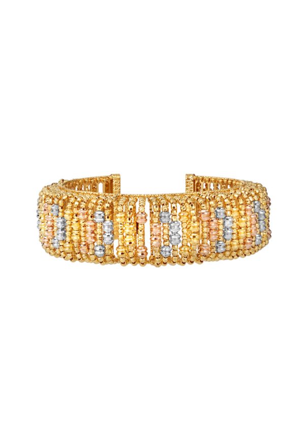 TOMEI Lusso Italia Tri-Tone Bangle, Yellow Gold 916 Discount