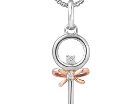 TOMEI Key Pendant Set, White+Rose Gold 585 on Sale