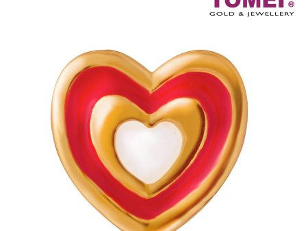 TOMEI Heart in Red Flaming Heart Charm, Yellow Gold 916 For Discount