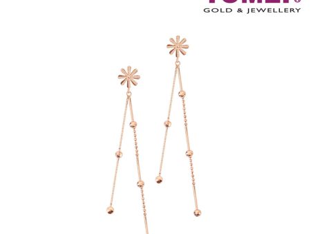 TOMEI Rouge Collection, Blossoming Floral Dangling Earrings, Rose Gold 750 Supply