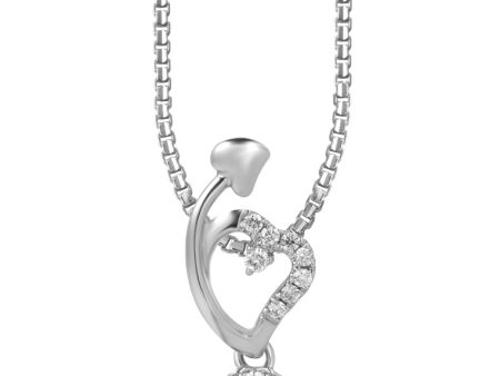 TOMEI Little Heart Collection, Diamond Pendant With Chain, White Gold 585 For Cheap