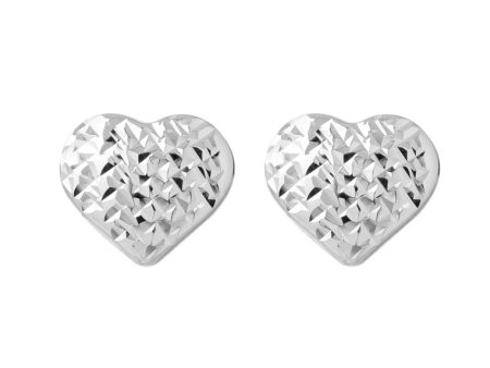 TOMEI Laser Cutting Heart Earrings, White Gold 585 Sale