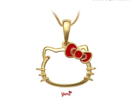 TOMEI x Hello Kitty Yume with Red Bow Pendant, Yellow Gold 916 (HK-YG0453P-EC-2.15G) Online Sale