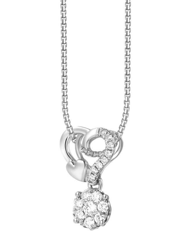 TOMEI Little Heart Collection, Diamond Pendant With Chain, White Gold 585 Fashion