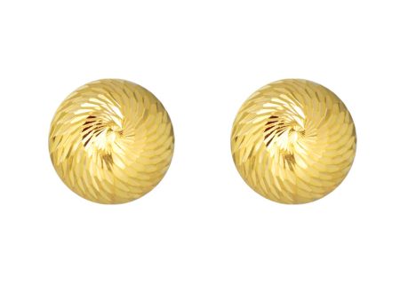 TOMEI Lusso Italia Lasered Cutting Ball Earrings, Yellow Gold 916 Cheap