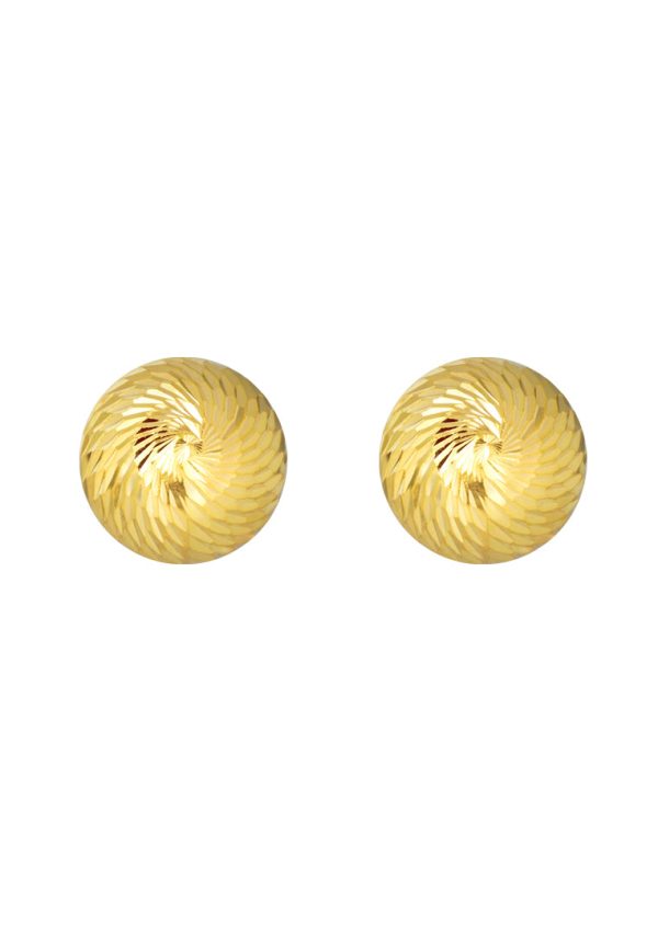 TOMEI Lusso Italia Lasered Cutting Ball Earrings, Yellow Gold 916 Cheap