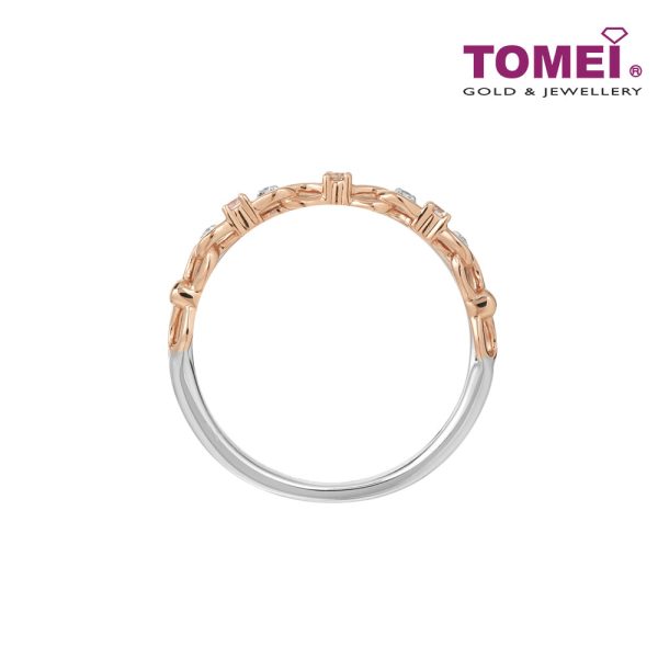 TOMEI Love Joins Us Together Diamond Ring, White+Rose Gold 585 For Sale