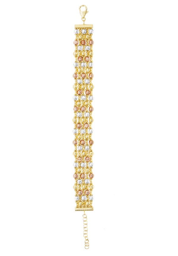 TOMEI Lusso Italia Tri-Tone Layered Bracelet, Yellow Gold 916 Online