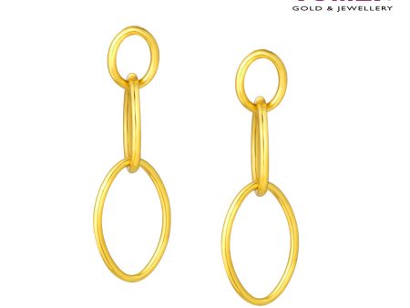 TOMEI Triple Oval Dangling Earrings, Yellow Gold 916 on Sale