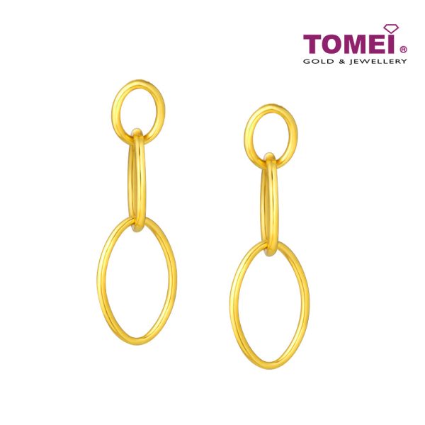 TOMEI Triple Oval Dangling Earrings, Yellow Gold 916 on Sale