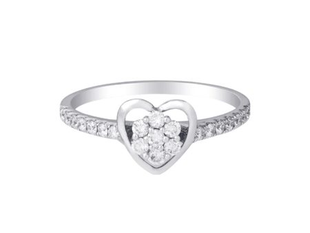 TOMEI Minimalist Heart Diamond Ring, White Gold 375 Online Hot Sale