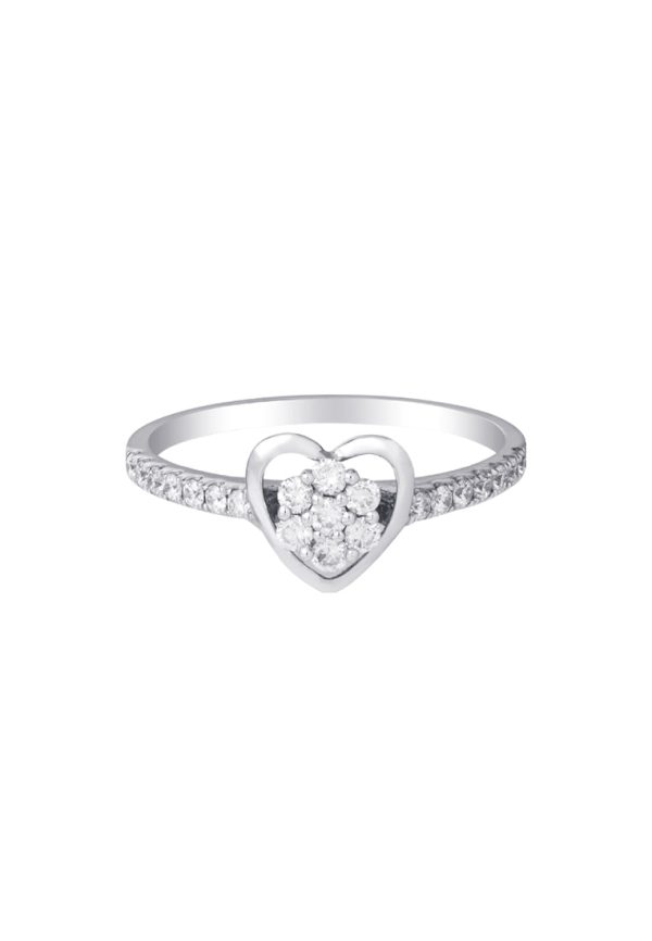 TOMEI Minimalist Heart Diamond Ring, White Gold 375 Online Hot Sale