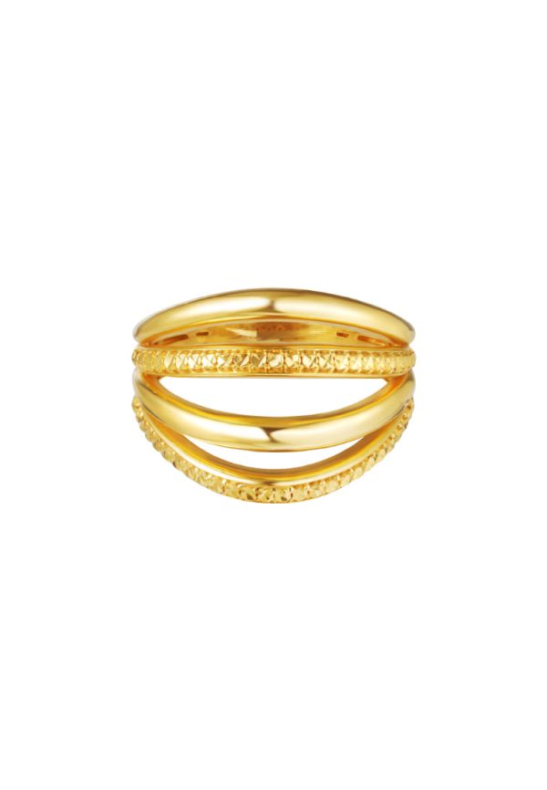 TOMEI Lusso Italia Quadruple Harmony Ring, Yellow Gold 916 Cheap