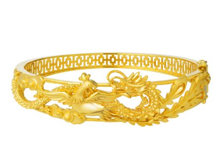 TOMEI Dragon & Phoenix Bangle, Yellow Gold 916 Online now