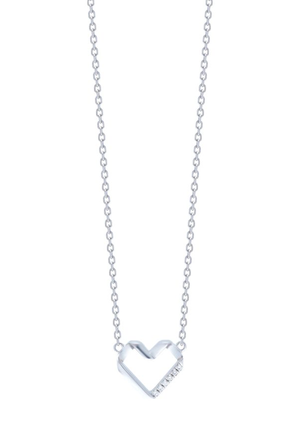 TOMEI Wave-Inspired Heart Shaped Necklace, White Gold 585 For Discount