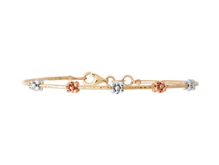 TOMEI Tri-Tones Bead Bunches Bangle, Gold 585 Online now