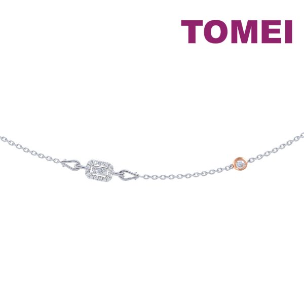 TOMEI Radiant Glowing Dainty Bracelet, White+Rose Gold 585 Online Hot Sale