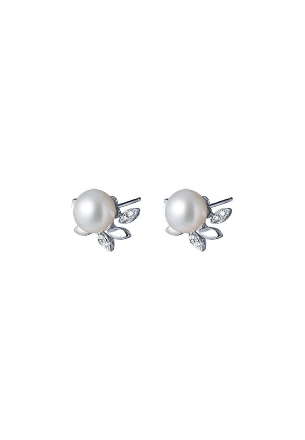 TOMEI Pearl With Diamond Earrings, White Gold 585 Online Sale