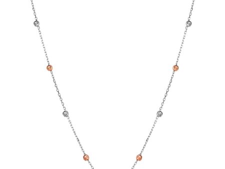 TOMEI Tri-Tone Beads Necklace, White+Rose+Yellow Gold 585 For Sale