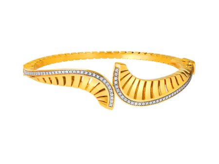 TOMEI Diamond Cut Collection Hollow Art Bangle, Yellow Gold 916 on Sale