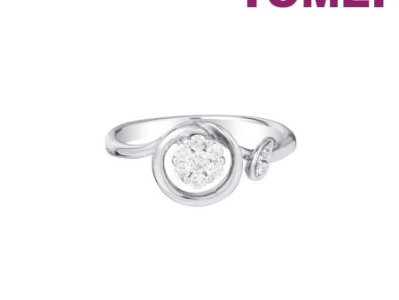 TOMEI Minimalist Blossom Diamond Ring, White Gold 375 Cheap