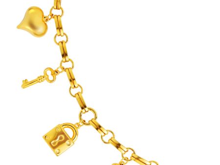 TOMEI Lusso Italia Love Lock Bracelet, Yellow Gold 916 Discount