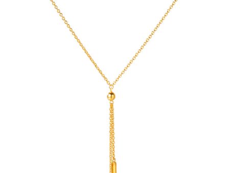 TOMEI Simplicity Double Bar Necklace, Yellow Gold 916 Cheap