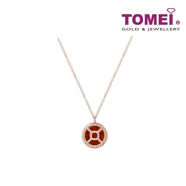 TOMEI Rouge Collection 红玉髓福字 Carnelian Fu Necklace, Rose Gold 750 Discount