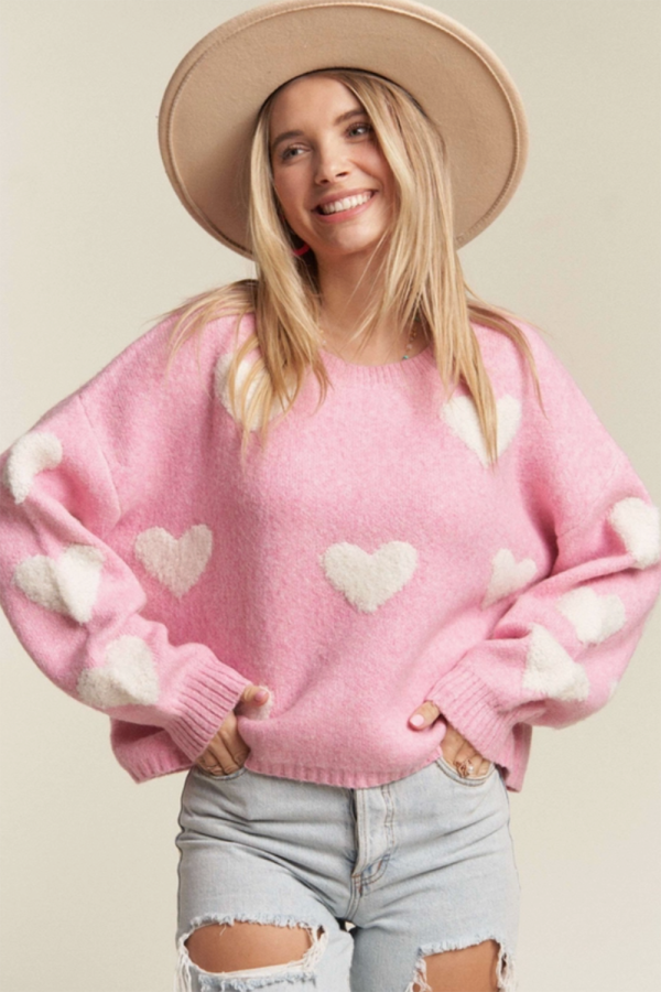 Lovely Heart Sweater - Candy Discount