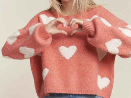 Lovely Heart Sweater - Red Discount